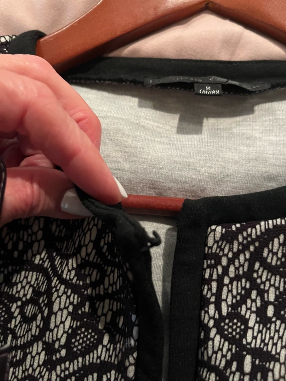 Preston & York Black Trim Gray jacket with eyelet closure with Lace Detail - Picture 4 of 8